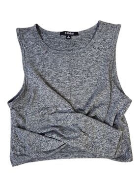 NWOT Zobha Heather Gray Twist-Front Crop Tank
